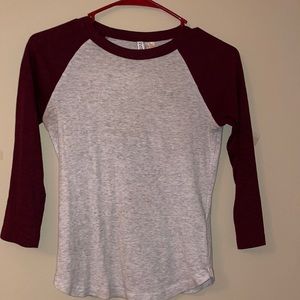 H&M baseball shirt. Maroon sleeves